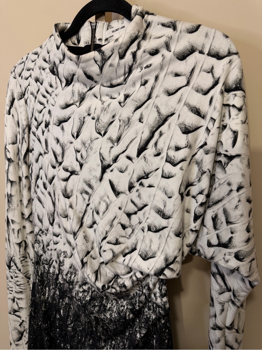 Helmut Lang Black and White Printed High-Neck Dress - Size Small - Picture 4 of 5